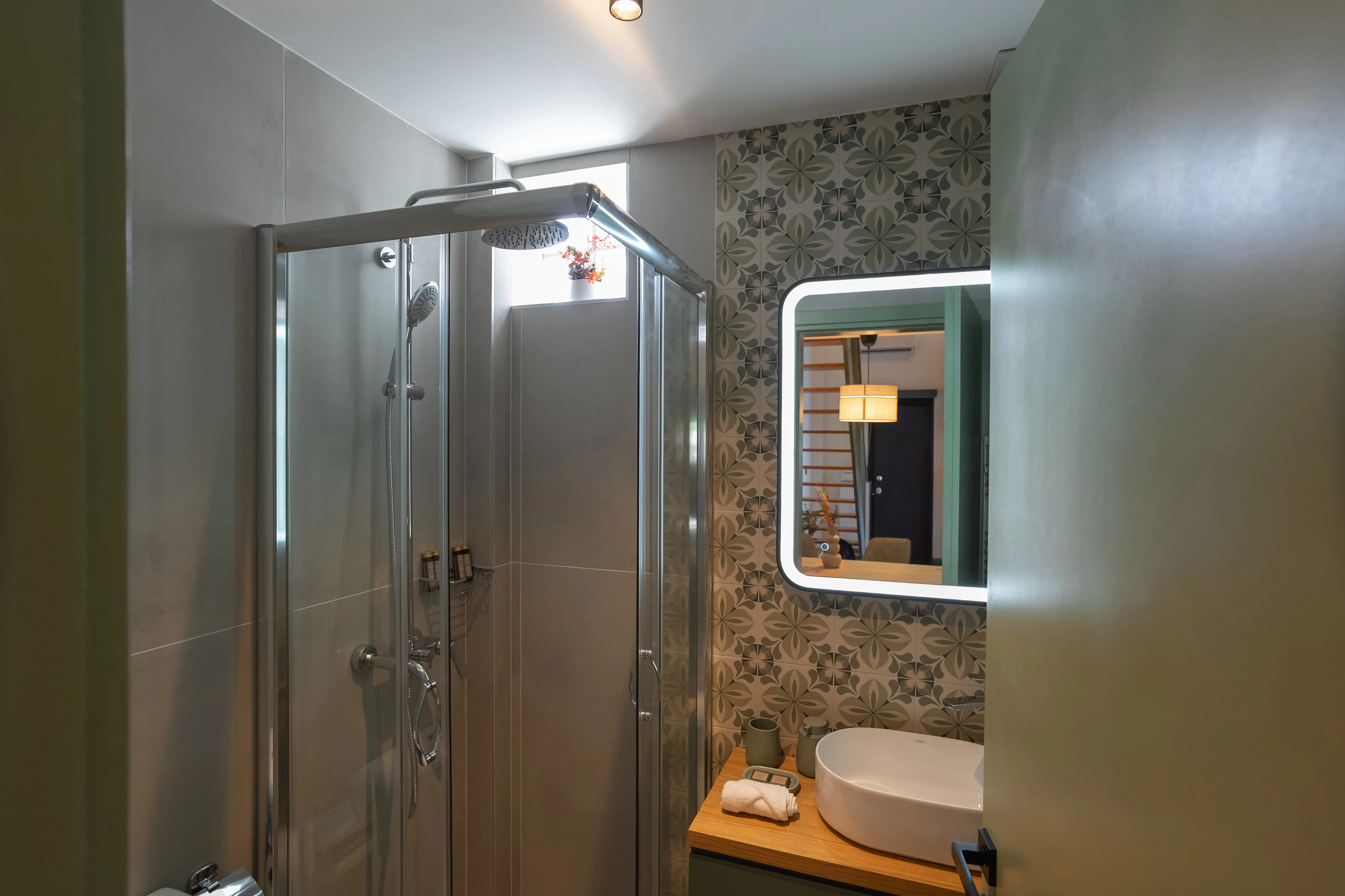 Luxury rainfall shower bathroom, Ground Living Apartments